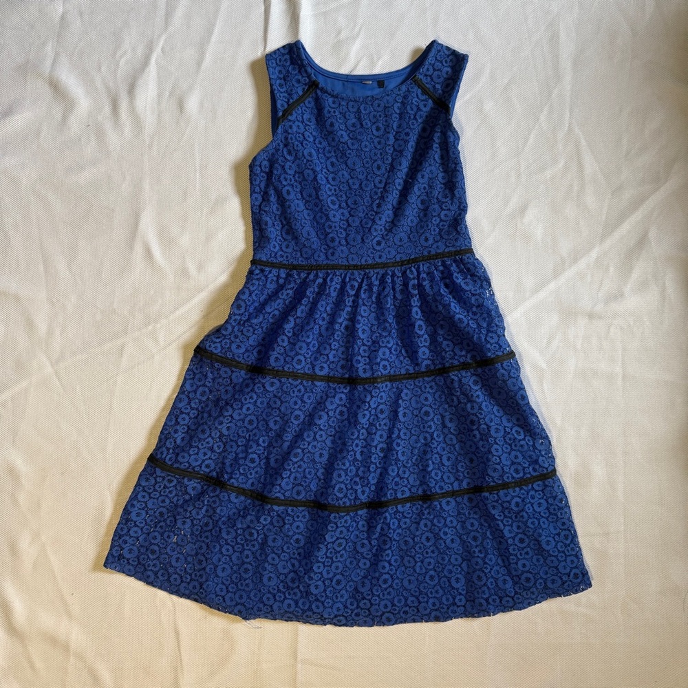 Girls Blue Tiered Lace Dress – Size 14